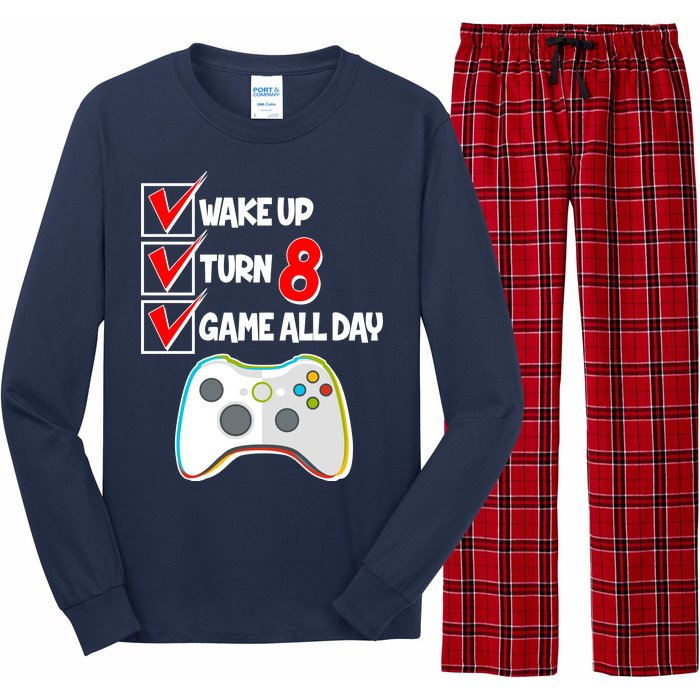 Wake Up Turn Eight Game All Day 8th Birthday Long Sleeve Pajama Set