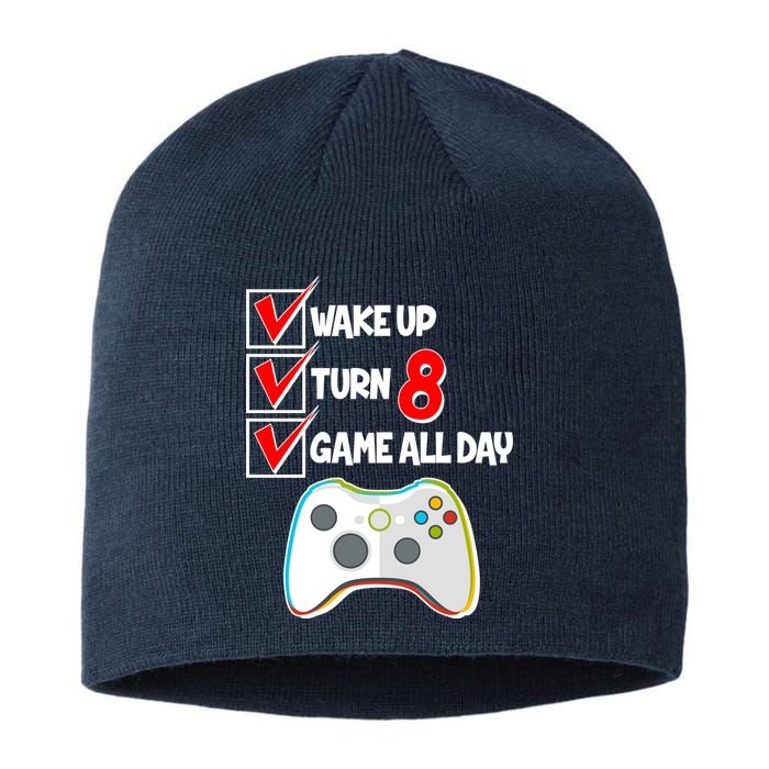 Wake Up Turn Eight Game All Day 8th Birthday Sustainable Beanie