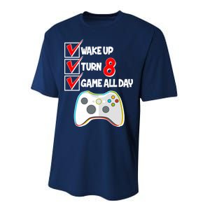 Wake Up Turn Eight Game All Day 8th Birthday Performance Sprint T-Shirt