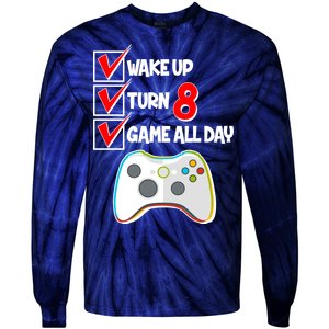 Wake Up Turn Eight Game All Day 8th Birthday Tie-Dye Long Sleeve Shirt