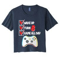 Wake Up Turn Eight Game All Day 8th Birthday Crop Top