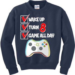 Wake Up Turn Eight Game All Day 8th Birthday Kids Sweatshirt