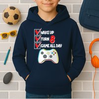 Wake Up Turn Eight Game All Day 8th Birthday Kids Hoodie