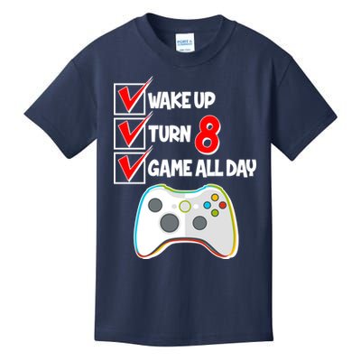 Wake Up Turn Eight Game All Day 8th Birthday Kids T-Shirt