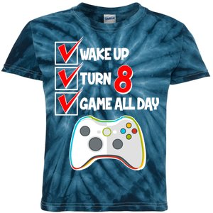 Wake Up Turn Eight Game All Day 8th Birthday Kids Tie-Dye T-Shirt