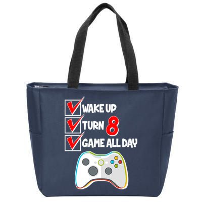 Wake Up Turn Eight Game All Day 8th Birthday Zip Tote Bag
