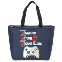 Wake Up Turn Eight Game All Day 8th Birthday Zip Tote Bag
