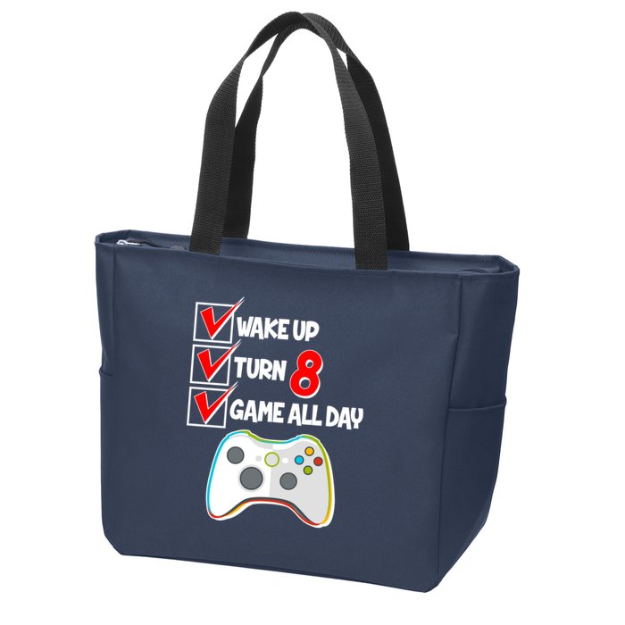 Wake Up Turn Eight Game All Day 8th Birthday Zip Tote Bag