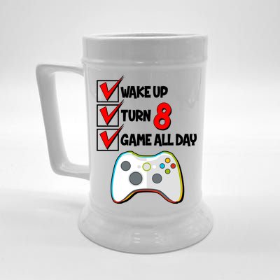 Wake Up Turn Eight Game All Day 8th Birthday Beer Stein