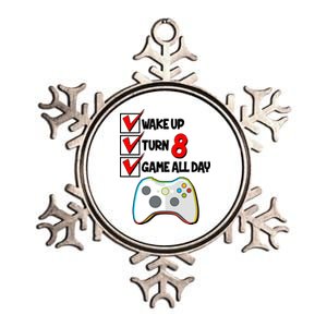 Wake Up Turn Eight Game All Day 8th Birthday Metallic Star Ornament