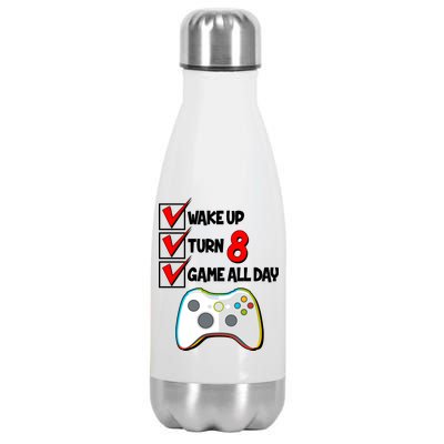 Wake Up Turn Eight Game All Day 8th Birthday Stainless Steel Insulated Water Bottle