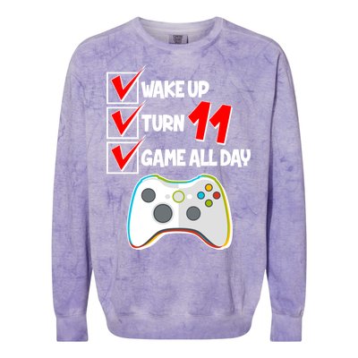 Wake Up Turn Eleven Game All Day 11th Birthday Colorblast Crewneck Sweatshirt