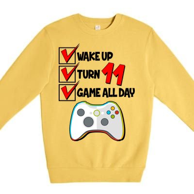 Wake Up Turn Eleven Game All Day 11th Birthday Premium Crewneck Sweatshirt