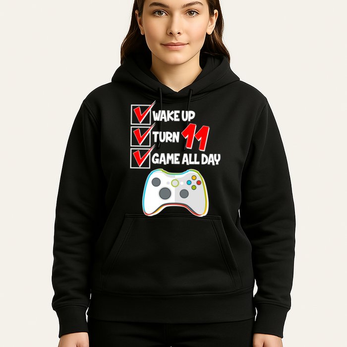 Wake Up Turn Eleven Game All Day 11th Birthday Hoodie