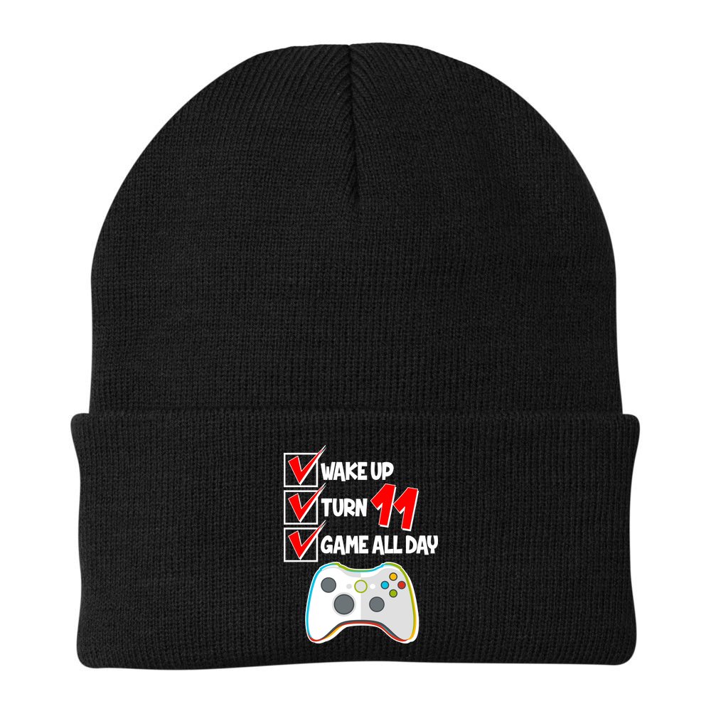 Wake Up Turn Eleven Game All Day 11th Birthday Beanie