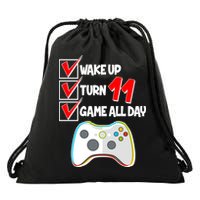 Wake Up Turn Eleven Game All Day 11th Birthday Drawstring Bag
