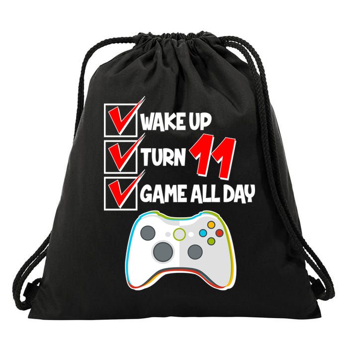 Wake Up Turn Eleven Game All Day 11th Birthday Drawstring Bag