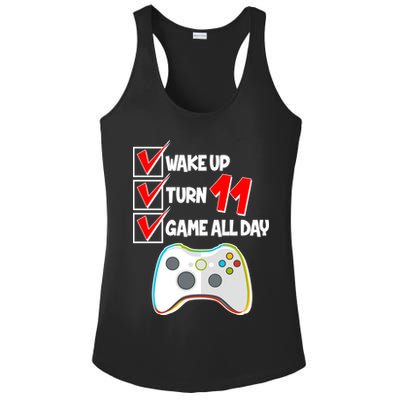 Wake Up Turn Eleven Game All Day 11th Birthday Ladies PosiCharge Competitor Racerback Tank