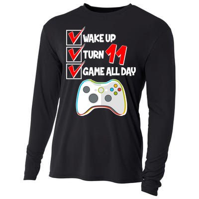 Wake Up Turn Eleven Game All Day 11th Birthday Cooling Performance Long Sleeve Crew