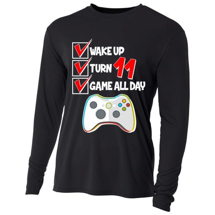 Wake Up Turn Eleven Game All Day 11th Birthday Cooling Performance Long Sleeve Crew