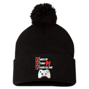 Wake Up Turn Eleven Game All Day 11th Birthday Pom Pom 12in Knit Beanie