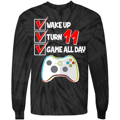 Wake Up Turn Eleven Game All Day 11th Birthday Tie-Dye Long Sleeve Shirt