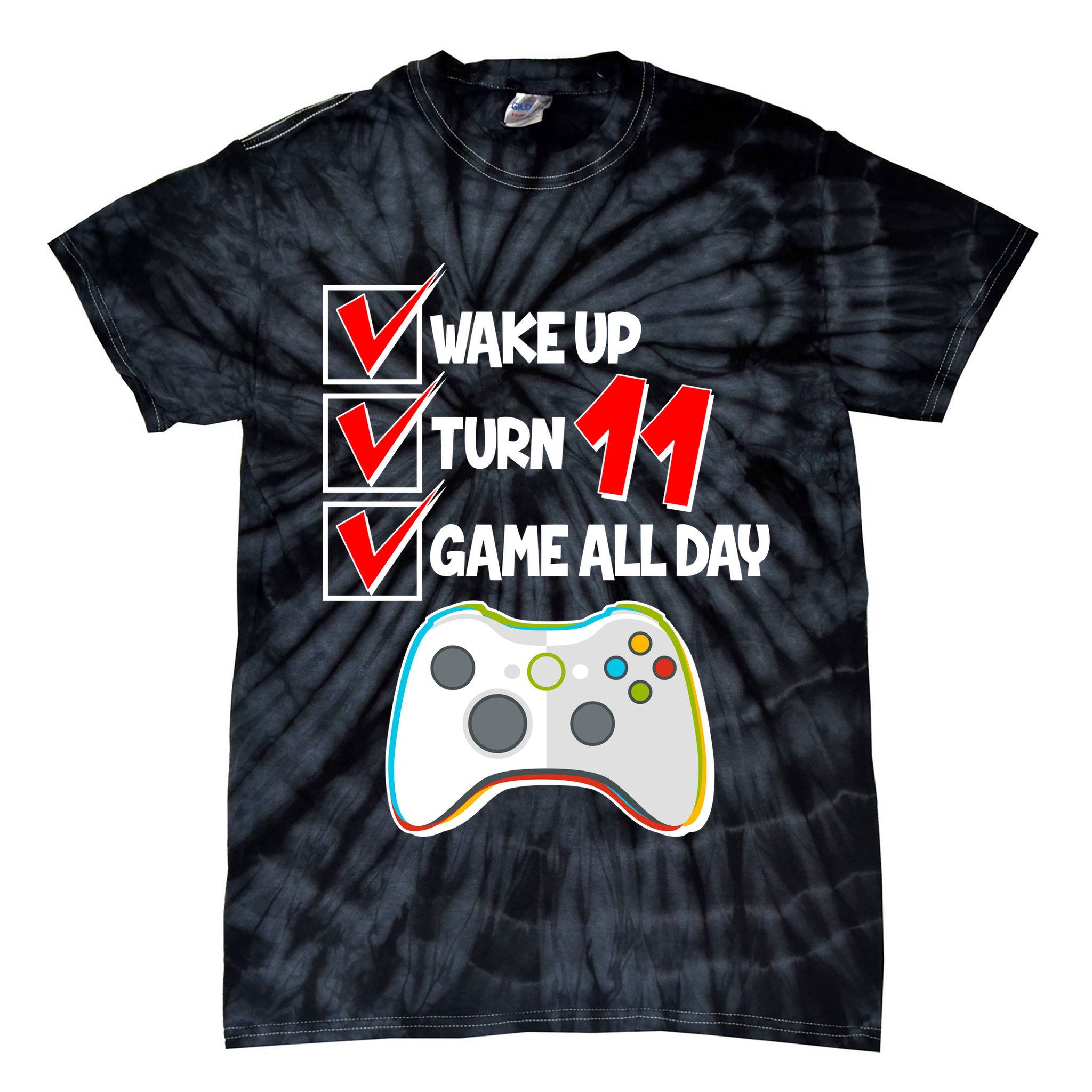 Wake Up Turn Eleven Game All Day 11th Birthday Tie-Dye T-Shirt