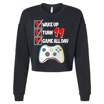 Wake Up Turn Eleven Game All Day 11th Birthday Cropped Pullover Crew