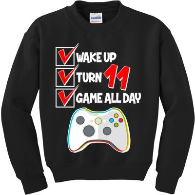 Wake Up Turn Eleven Game All Day 11th Birthday Kids Sweatshirt