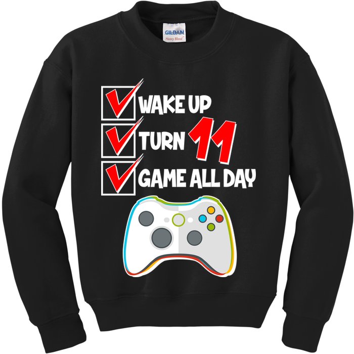 Wake Up Turn Eleven Game All Day 11th Birthday Kids Sweatshirt