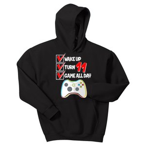 Wake Up Turn Eleven Game All Day 11th Birthday Kids Hoodie