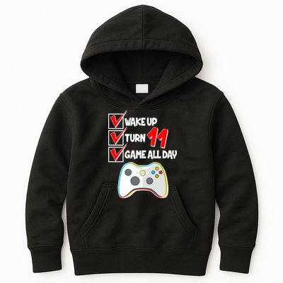Wake Up Turn Eleven Game All Day 11th Birthday Kids Hoodie