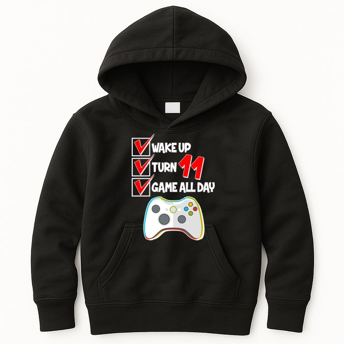 Wake Up Turn Eleven Game All Day 11th Birthday Kids Hoodie