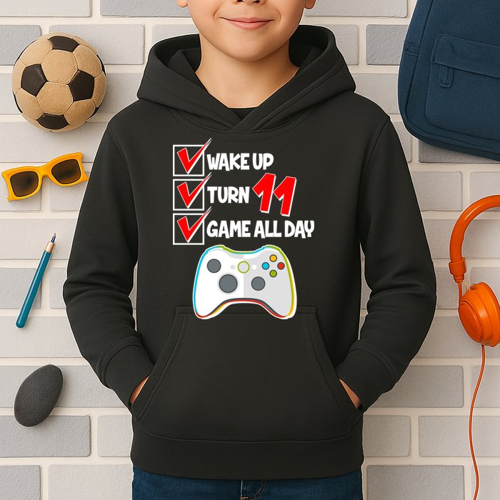 Wake Up Turn Eleven Game All Day 11th Birthday Kids Hoodie