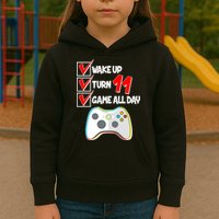 Wake Up Turn Eleven Game All Day 11th Birthday Kids Hoodie