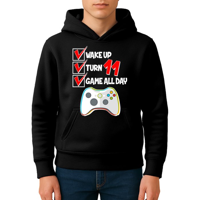 Wake Up Turn Eleven Game All Day 11th Birthday Kids Hoodie