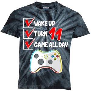 Wake Up Turn Eleven Game All Day 11th Birthday Kids Tie-Dye T-Shirt