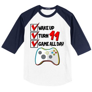 Wake Up Turn Eleven Game All Day 11th Birthday Baseball Sleeve Shirt