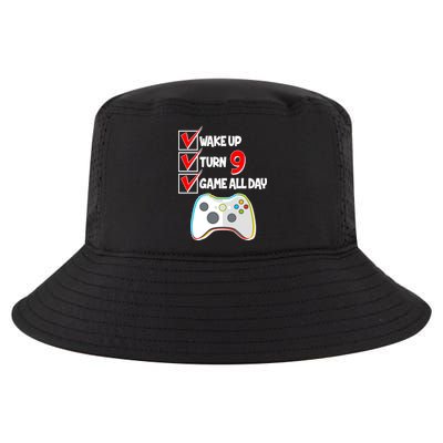Wake Up Turn Nine Game All Day 9th Birthday Cool Comfort Performance Bucket Hat