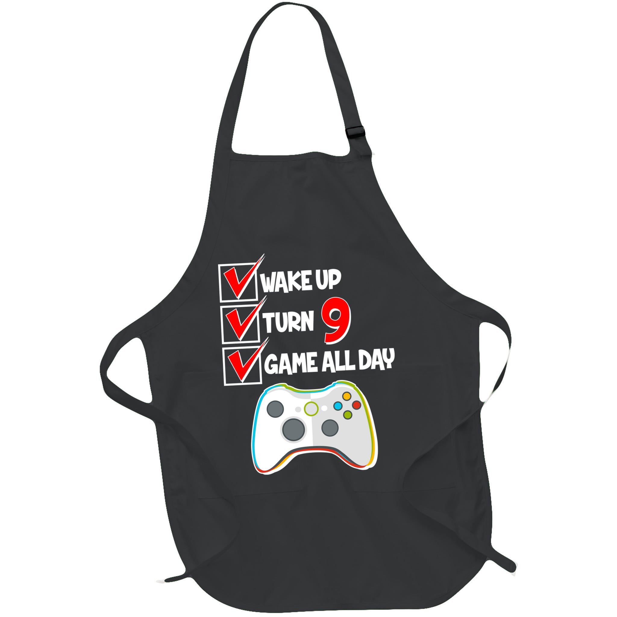 Wake Up Turn Nine Game All Day 9th Birthday Apron