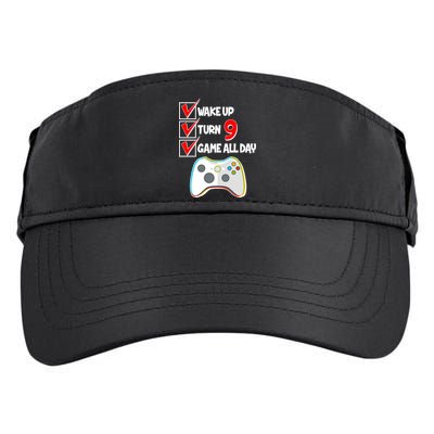 Wake Up Turn Nine Game All Day 9th Birthday Adult Drive Performance Visor