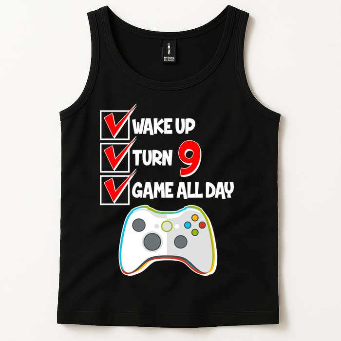 Wake Up Turn Nine Game All Day 9th Birthday Tank Top