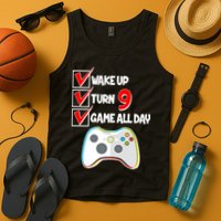 Wake Up Turn Nine Game All Day 9th Birthday Tank Top