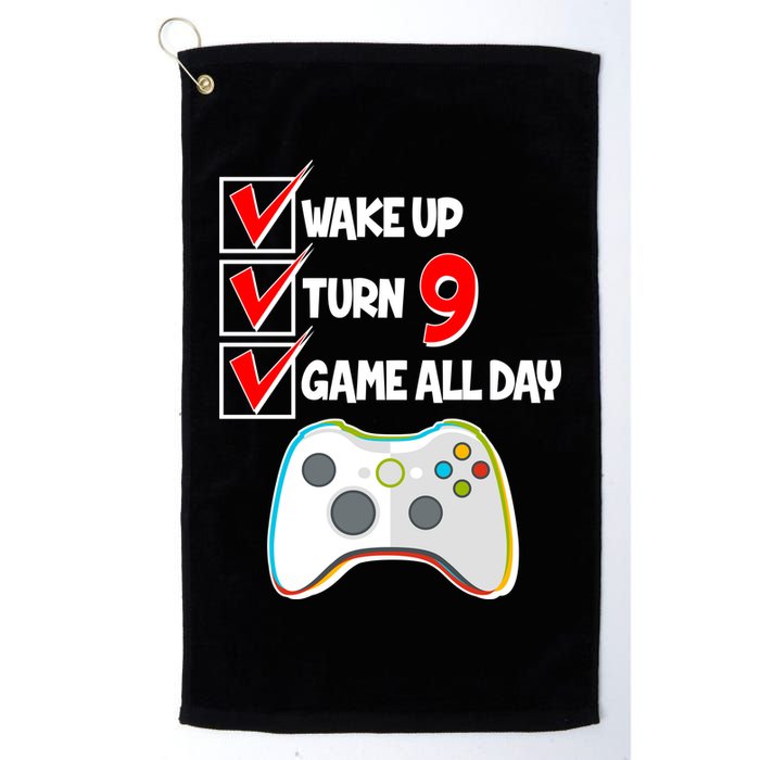 Wake Up Turn Nine Game All Day 9th Birthday Golf Towel