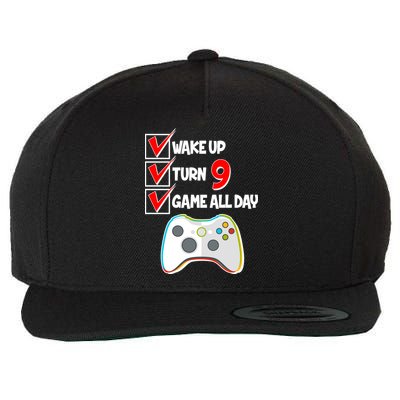Wake Up Turn Nine Game All Day 9th Birthday Wool Snapback Cap