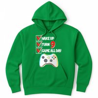 Wake Up Turn Nine Game All Day 9th Birthday Hoodie