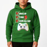 Wake Up Turn Nine Game All Day 9th Birthday Hoodie