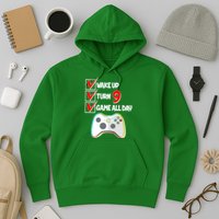 Wake Up Turn Nine Game All Day 9th Birthday Hoodie