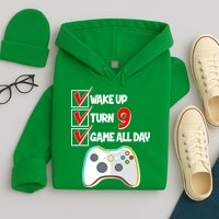 Wake Up Turn Nine Game All Day 9th Birthday Hoodie