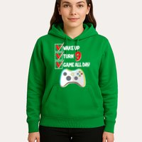 Wake Up Turn Nine Game All Day 9th Birthday Hoodie